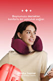 Moda Home Bedding Visco Ortopedik Seyahat Yastığı-Visco Yastık,Çıkarılabilir Kılıf, Lüks Seyahat Yastığı Bordo