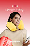 Moda Home Bedding Visco Ortopedik Seyahat Yastığı-Visco Yastık,Çıkarılabilir Kılıf, Lüks Seyahat Yastığı Sarı