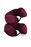 Moda Home Bedding 2 Adet Visco Ortopedik Seyahat Yastığı-Visco Yastık,Çıkarılabilir Kılıf, Lüks Seyahat Yastığı Bordo