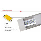 4 Adet 120 Cm Led Yatay Bant Armatür Aydınlatma Beyaz Işık 