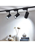 4 Adet Dekoratif Led Ray Spot + 1 Metre Ray Siyah Kasa Günışığı
