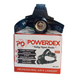 Powerdex Profesyonel Şarj Edilebilir Pilli Kamp Kafa Feneri Lambası Siyah