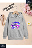 Kız/Erkek Çocuk Beyaz Kapüşonlu ''KUROMI ÖZEL'' Baskılı Sweatshirt