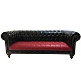 3A Mobilya Red and Black Chesterfield