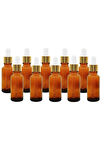 Altın/Beyaz Cam Pipetli 30ml Amber Cam Şişeler 10 Adet