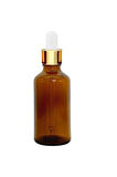 Altın/Beyaz Cam Pipetli 50ml Amber Cam Şişeler 10 Adet