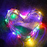 Pilli Renkli Peri Led Işık Dekoratif Aydınlatma 5 Metre RGB Led