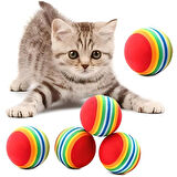 3lü Gökkuşağı Sünger Kedi Köpek Çiğneme Oyun Topu 4,2 cm