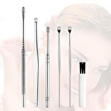 6 Parça Paslanmaz Çelik Kulak Balmumu Toplayıcı Çıkarıcı Temizleyici Bakımı Çubuk Seti