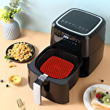 Renkli Isıya Dayanıklı Yıkanılabilir Silikon Fırın Airfryer Kare Model Pişirme Matı 21,5 cm Kırmızı