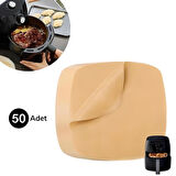 50 Adet Air Fryer Pişirme Kağıdı Tek Kullanımlık Yağ Su Geçirmez Yapışmaz Deliksiz Düz Kare Model