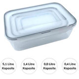 4lü İç İçe Sızdırmaz Contalı Kilitli Kapaklı Plastik Erzak Saklama Kapları LC315