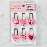 Loren Dekoratif Pembe Kalp Desenli Mandal 6'lı