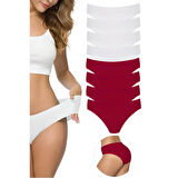 8 Adet Kadın Dikişsiz Lazer Kesim Esnek İz yapmayan Külot Beyaz