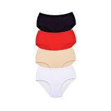 4 Adet Tutku Kadın Yüksek Bel Bato Kalın Lastik Külot Ten