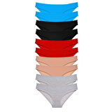 10 adet Süper Eko Set Likralı Kadın Slip Fuşya Mavi