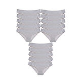 15 adet Süper Eko Set Likralı Kadın Slip Külot Gri