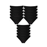 15 adet Süper Eko Set Likralı Kadın Slip Külot Siyah