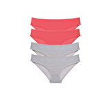 4 adet Süper Eko Set Likralı Kadın Slip Külot Fuşya Gri