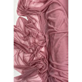 Yağmur Damlası Simli Abiye Elbise Şallık Tül Kumaş Gül Kurusu 32-H