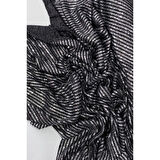 Sakallı Çizgili Pullu Kumaş Pullu Payet Kumaş Abiye Nişan Düğün Siyah