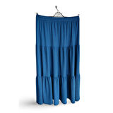 Beli Lastikli Bürümcek Kumaş Etek Anne Eteği Uzun Namaz Eteği Lacivert 44-52 beden