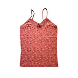 2 Adet Kadın Askılı Desenli Atlet Dantelli Empirme Pamuklu Penye D3-4