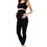 Kadın Siyah Penye Uzun Hamile Tayt - 3273A