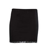 Kadın Dantel Detaylı Mini Jüpon Etek Astarı Siyah - 3001A