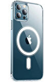 Iphone 12 Pro Max Kılıf Kamera Lens Korumalı Magsafe Destekli Şeffaf Darbe Emici Sert Kapak