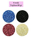 Dökme Cam Kum Boncuk (11/0) 2 mm - 4 Renk - Toplam 80 Gram - BNC401
