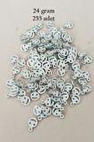 Oya Abiye Bileklik Kolye Pleksi Metalik Plastik Pul Gümüş Renk 24 gram 255 adet - BNC585