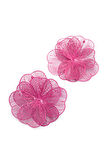Metal Çiçek Küpe - Pembe