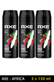 3 Adet Axe Africa Erkek Deodorant Sprey 150 ml