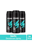 3 Adet Axe Erkek Sprey Deodorant Apollo 48 Saat Etkileyici Koku Vücut Spreyi 150 ml
