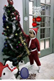Erkek Çocuk Noel Baba Yılbaşı Kostümü Şapkalı Kemerli Bebek Yılbaşı Kostümü
