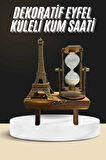 Retro Eyfel Kulesi Ve Kum Saati Dekoratif Ahşap Görünümlü Masa Biblosu