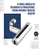 4 Modlu Musluk Başlığı | Şelale, Yağmur, Sprey, Köpük Akışı | Yüksek Basınç Performansı | Modern Tasarım