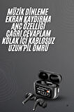 Kulak İçi Bluetooth Kulaklık Ekranlı Müzik Dinleme Çağrı Cevaplama Siyah