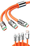 120W 3 İn 1 Uyumlu Silikon Şarj Kablosu Hızlı Şarj Kablosu