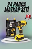Matkap Seti 24 Parça Çift Bataryalı Darbeli Led Işıklı Vidalama