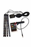 12 Ledli RGB Işıklı Araç Içi Ayak Altı Led Oto Ampul Kumandalı 7 Renk