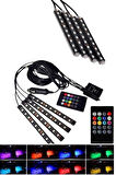 Araç Içi Aydınlatma Kumandalı 12 Led Ayak Altı Led Ambiyans Işığı Sese Duyarlı Kumandalı