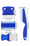 4'lü Bit Pire Tarağı Set Kedi Köpek Evcil Hayvan Tüy Toplayıcı Mavi