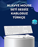 USB Alıcılı Kablosuz Klavye Mouse - Geniş Uyumluluk, Sessiz Tuşlar