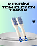 Kendini Temizleyen Ergonomik Saç Tarağı – ABS Gövde, Silikon Diş