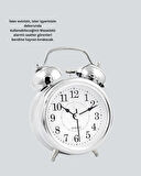 Dekoratif Yuvarlak Gümüş Sessiz Işıklı Masa Üstü Çalar Saat Alarmlı ve Şık Tasarım