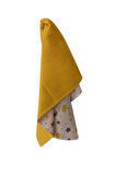 Çok Amaçlı Müslin Bebek Battaniyesi, %100 Pamuk Bebek Pikesi, Müslin Örtü, Pike Örtü(SARI)(90X100CM)