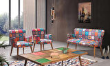 Liya Patchwork 2+1+1+Sehpalı Çay Seti (Balkon, Salon, Ofis, Cafe)