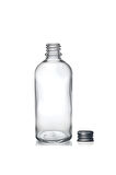 100 ml Metal Gümüş Kapak Şeffaf Cam Şişesi 5 Adet